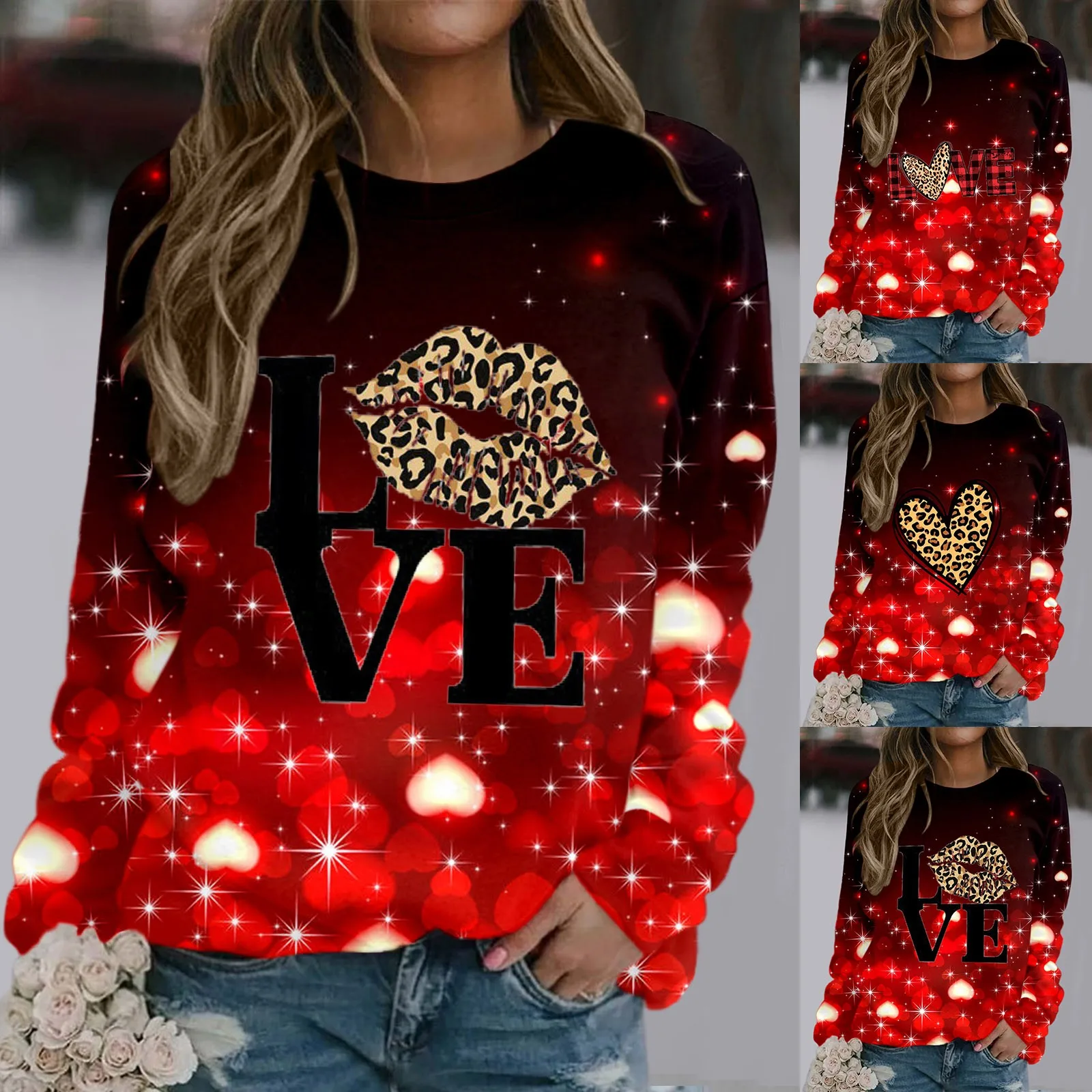 

Womens Valentines Day Prints Long Suitable For Winter Autumn Spring Sweatshirt For Women Loose Fit Sweatshirt For Women Hoodies