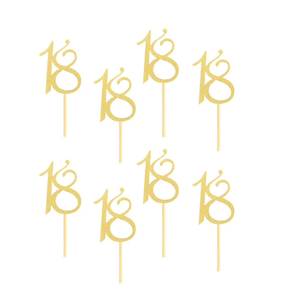 

Picks Cupcake Cake Birthday Supplies Dessert Decoration Golden Fruit Party Number Toppers 18Th Decorations