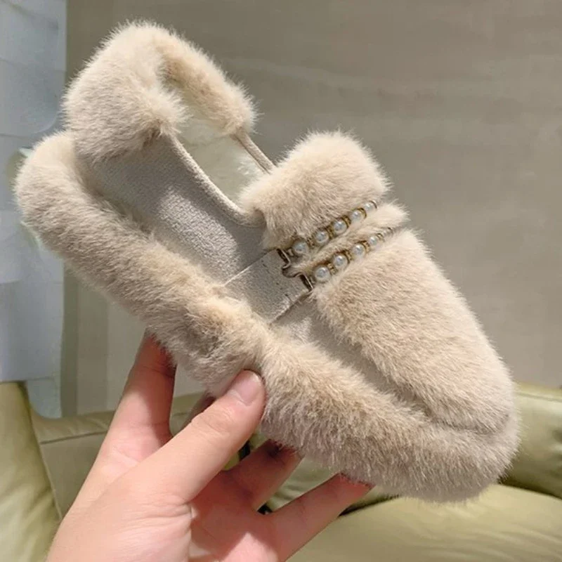 Новинка 2024 модная теплая плюшевая Женская Повседневная зимняя обувь на плоской