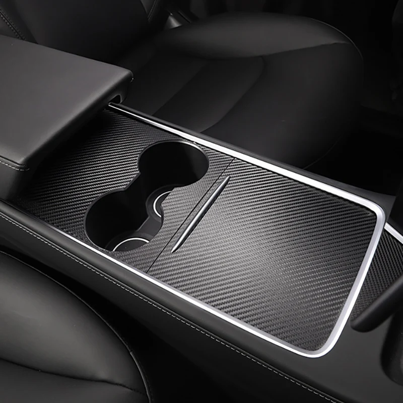 Car Leather Carbon Fiber Center Console Instrument Panel Protective Sticker Decoration Trim for Tesla Model 3 Y 2021 | Автомобили и
