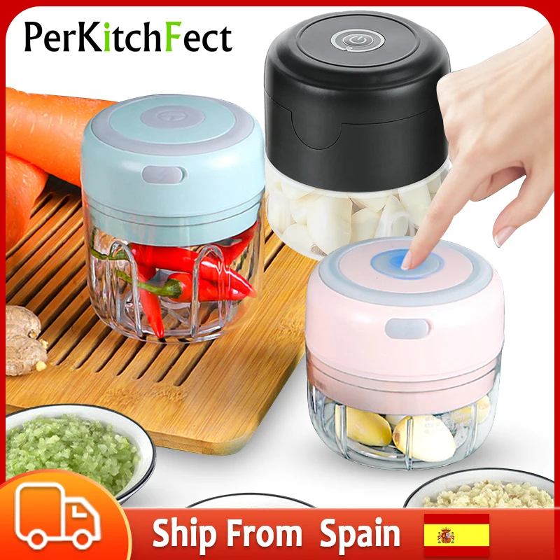 

100/250ml Electric Mini Garlic Crusher Portable Chopper USB Charging Ginger Chili Vegetable Masher Machine Kitchen Tool