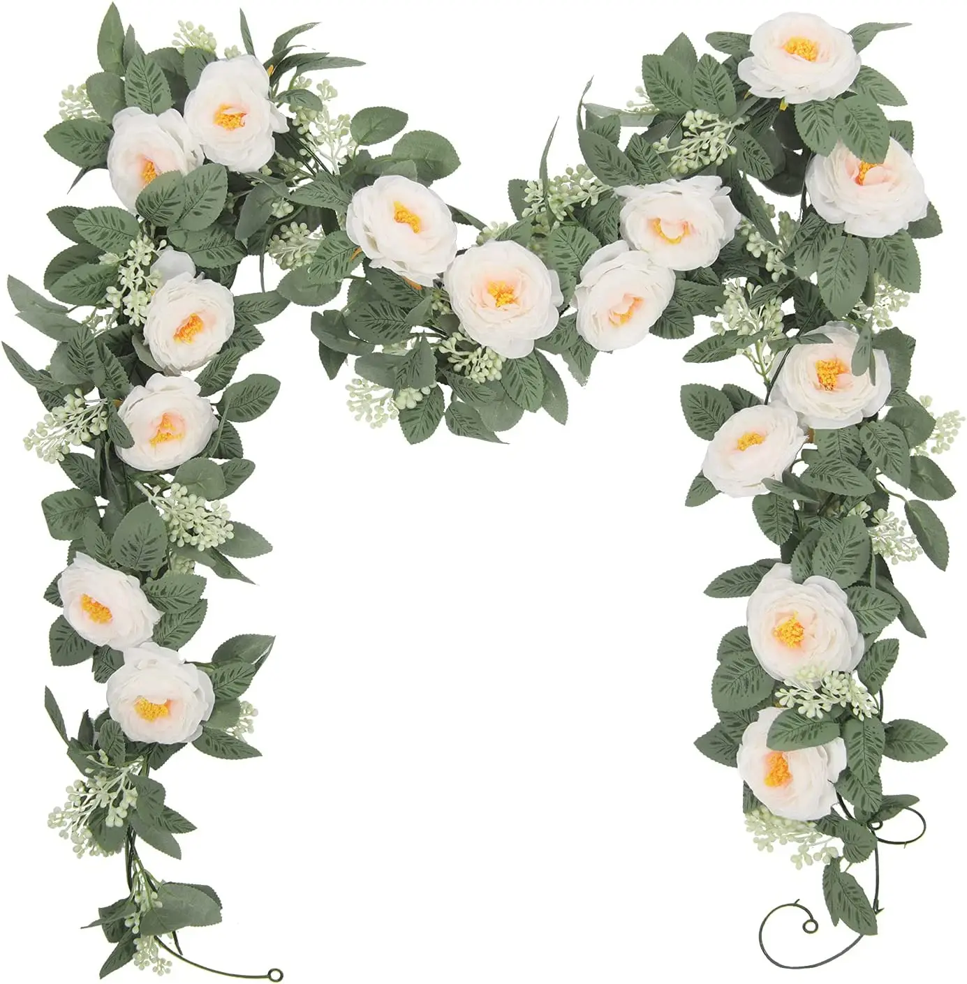

U'Artlines lot de 2 Guirlande de Rose Thé Artificielles avec Feuille de Lierre Simulation Rose Fleur de Vigne Fleurs Artifi