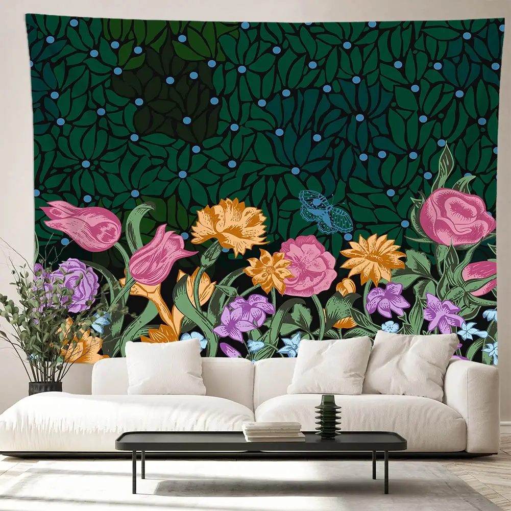 

Flower Tapestry Wall Hanging Bohemian Tropical Plant Hippie Bohemian Dormitory Modern Style Background Cloth Decor