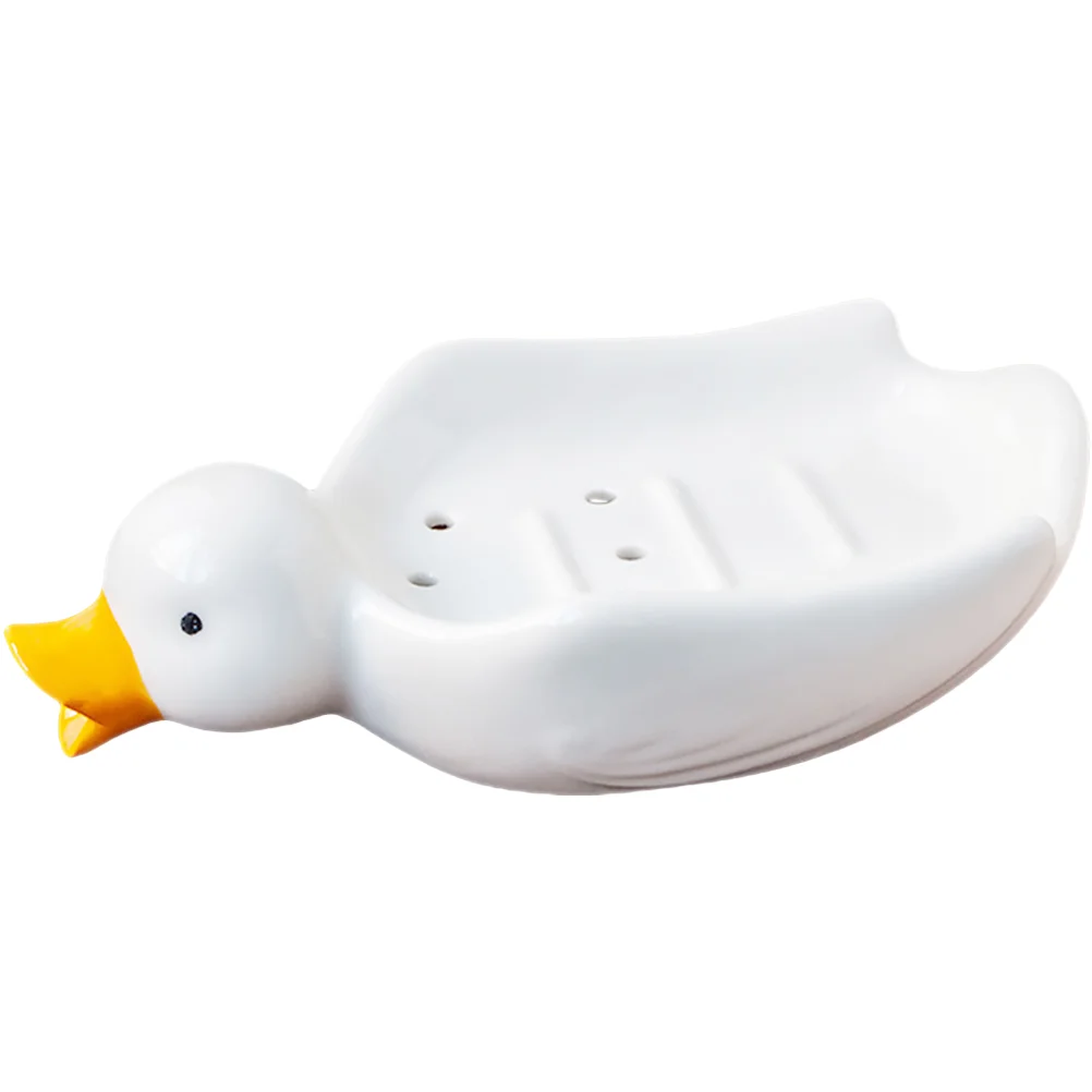 

Soap Dish Holder Tray Draining Sponge Ceramic Duck Kitchen Sink Saver Box Container Plate Draincase Self Sponges Drainer Dry