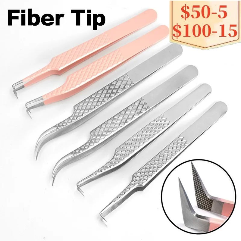

Fiber Tips Eyelashes Tweezers Lash Tweezers with Fiber Tip Tweezers for Eyelash Tweezers Eyebrow Tweezers Makeup Free Shipping