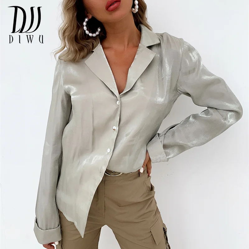 

DIWU, новинка, весенне-осенняя женская модная блузка, винтажная женская блузка оверсайз, Элегантная блузка