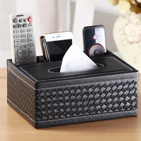 Leather Tissue Box Cover Desk Makeup Cosmetic Organizer Remote Controller Phone Holder Home Office Tissue Paper Napkin Holder