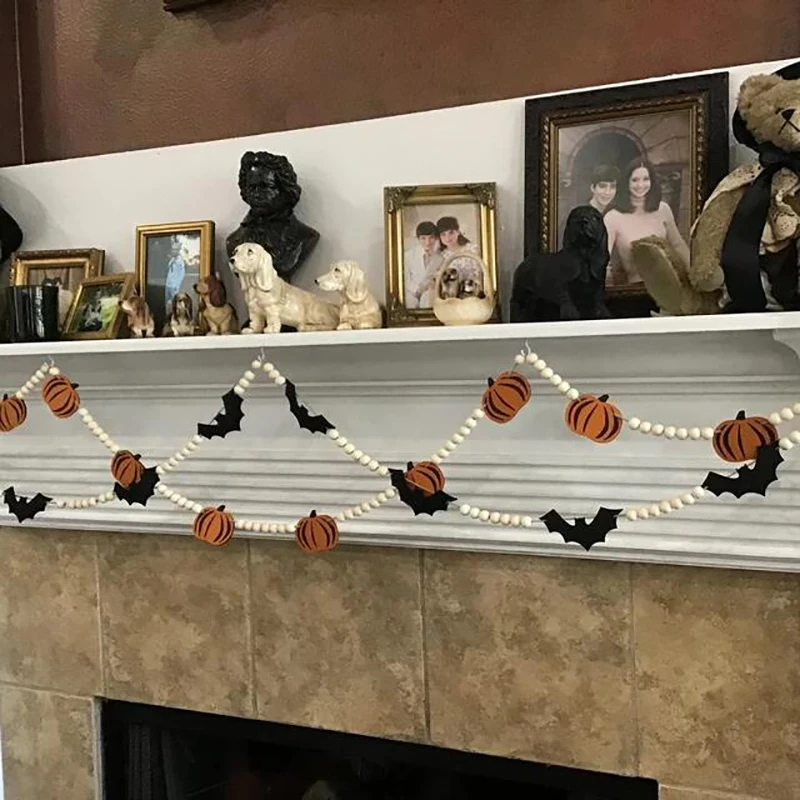 

Pumpkin Bat Banner Fall festival Happy Halloween eve Party Fireplace Mantle Wall home patio Front Door Porch Decoration Sign