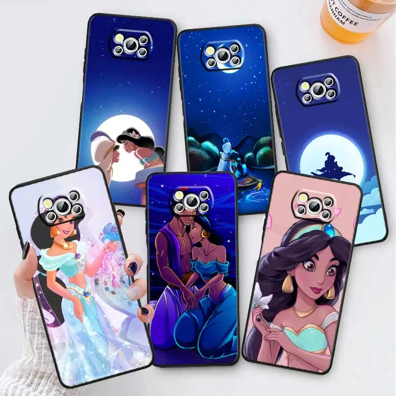 

Gril Disney Aladdin Phone Case For Xiaomi Mi Poco X5 X4 X3 NFC F5 F4 F3 GT M5 M5s M4 M3 Pro 5G Black Soft TPU Capa