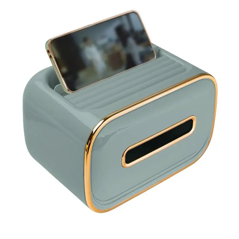 

Tissue Box Holder With Storage Rectangular Tissue Box Cover Multifunctional Tissue Box Holder Box With Phone Holder Suitable For