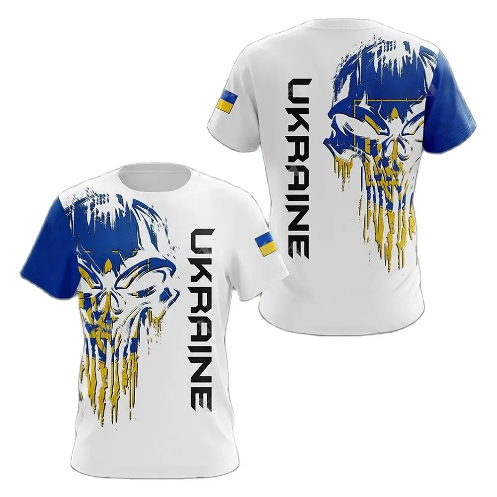 

Men's Casual T-shirt Kamuflase Kaus Ukrainian 3D Printed Style Military Uniform Veterans Flag Upper Leher-o My Day Large