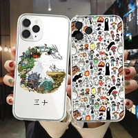 japan anime totoro cartoon silicone phone case for iphone 13 12 11pro xs max mini 7 8 plus se 3 se 2022 x xr transparent cover