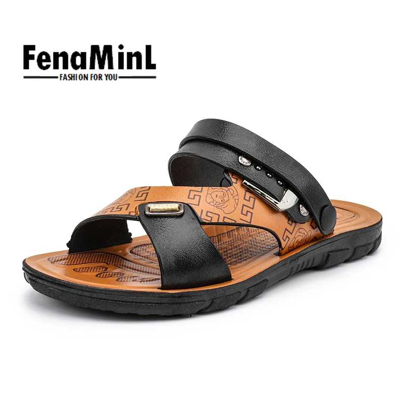 

2022 Cheap Genuine Leather Men's Sandals Shoes Summer New Fashion Sandals dual purpose slippers and sandals Size 39-44