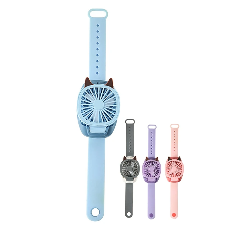 

Mini Kids Watch Fan Quiet 3 Speed Adjustable USB Rechargeable Luminous Fan For Indoor/Outdoor