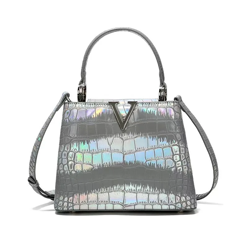 

Genuine leather new crocodile pattern bright leather cowhide fashion casual handbag shoulder bag