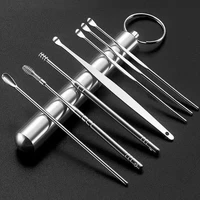 fashion new 6pcs ear picking tool set earwax collector stainless steel earwax remover curette ear spoon cleaning spoon