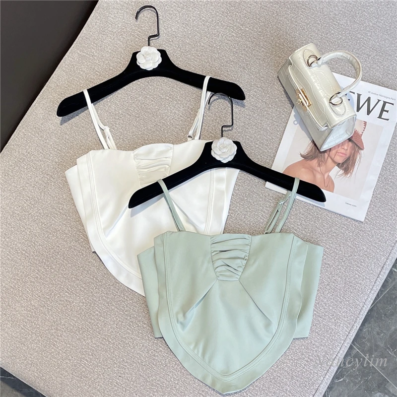 

2022 Spring and Summer Camisole for Womens New Korean Style Sweet Sexy Backless Spaghetti-Strap Top Girls Ladies Outwears