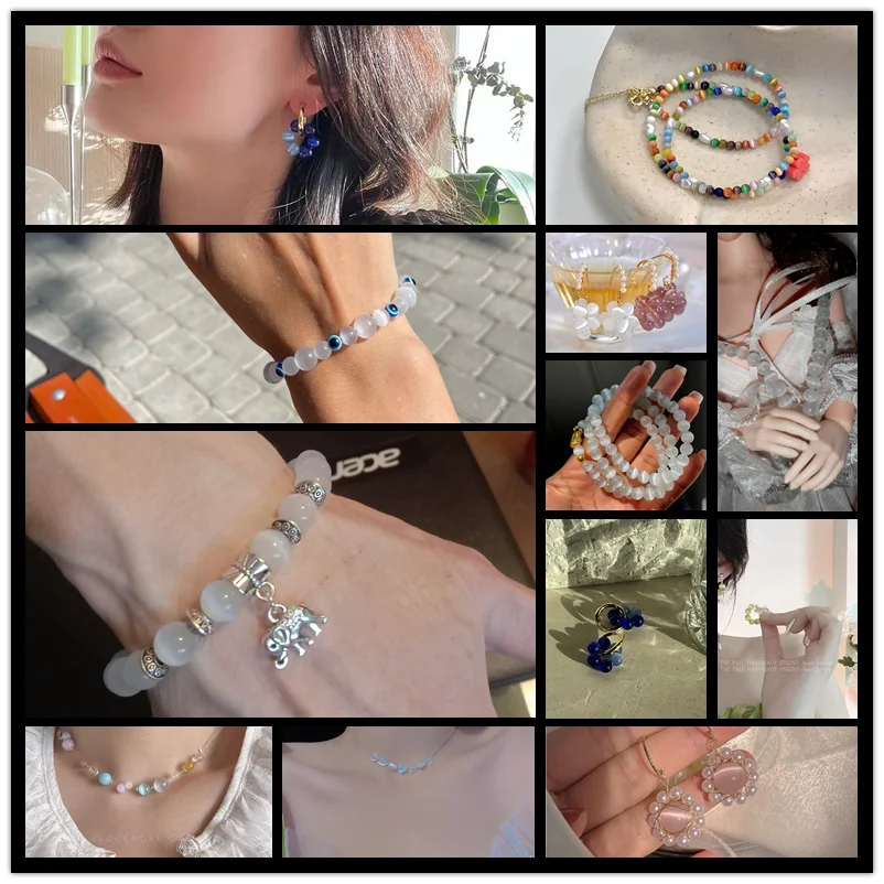 Бусины-шармы кошачий глаз из опала 4/6/8/10/12 мм