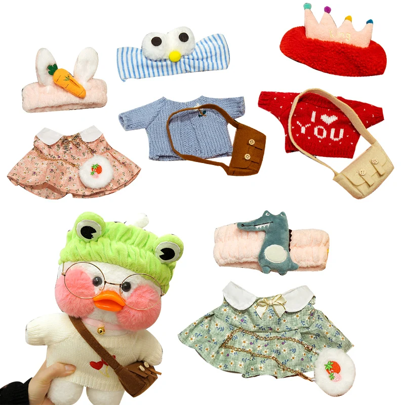 

30cm Lalafanfan Yellow Duck Plush Toys Clothing Accessories for Girls Gift
