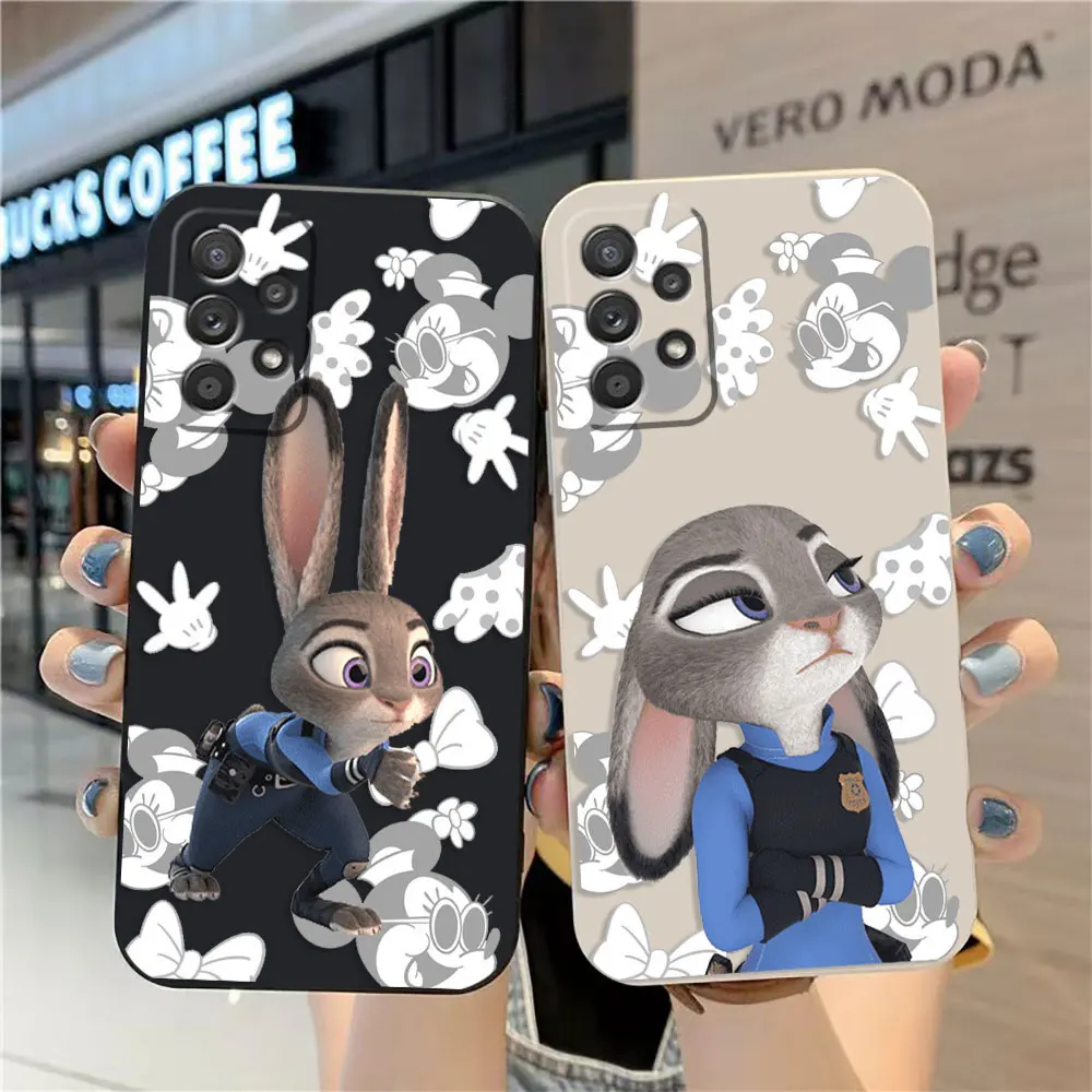 

Case For Samsung A91 A73 A71 A51 A42 A33 A22 A515F AO3S 4G 5G Simple Liquid silicone Case Disney Cartoon Officer Judy Rabbit