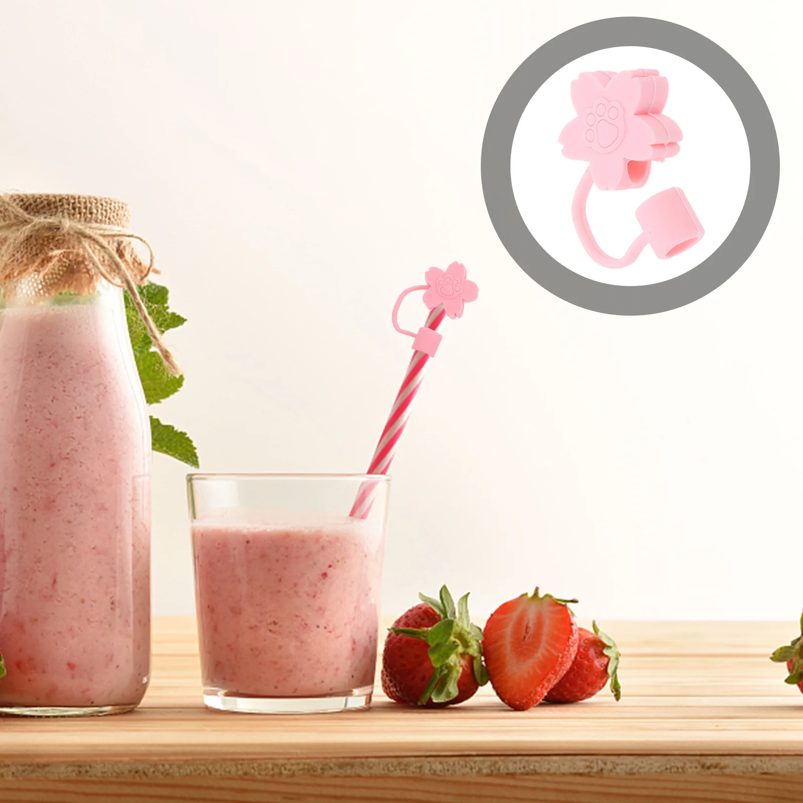 

8 Pcs Silencer Straws Kids Tips Plug Drinking Covers Party Supplies Adorable Design Topper Silica Gel Decor Child Reusable