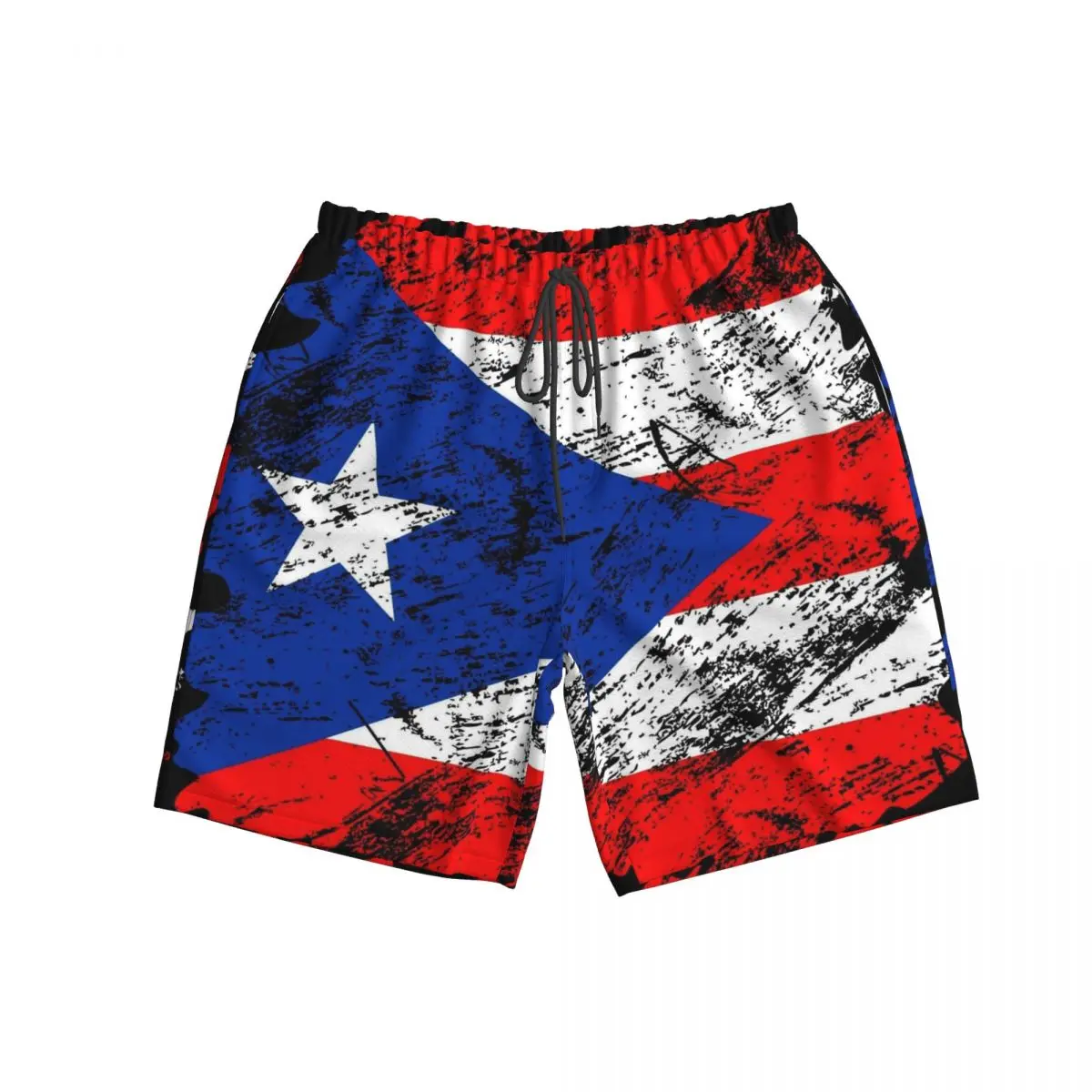 Мужские пляжные шорты в Пуэрто-Рико винтажные с принтом флага страны карманами