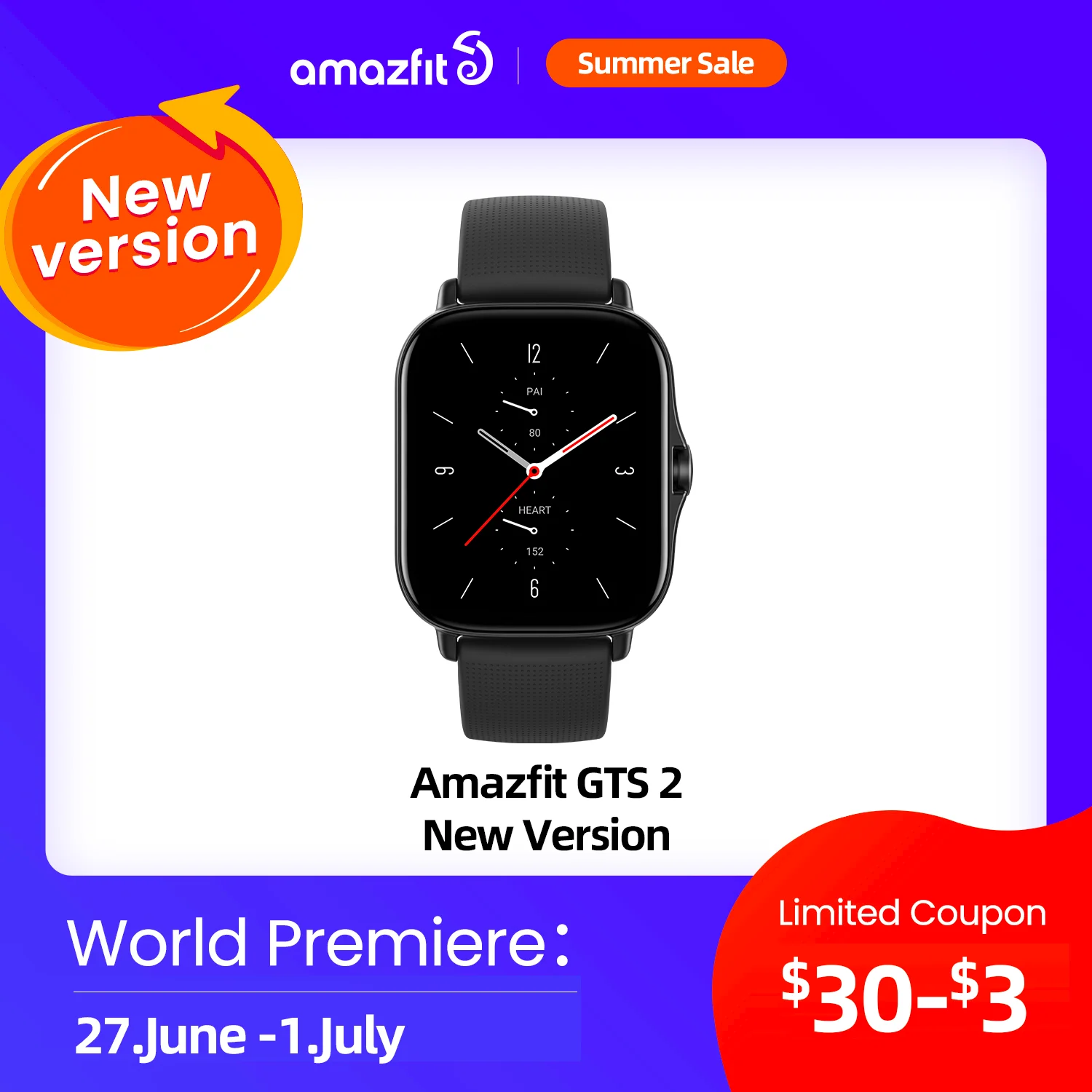 Смарт-часы Amazfit GTS 2, умные часы со встроенным Alexa для Android и IOS телефонов, с функцией хранения музыки и воспроизведения - Апрельский топ товаров с Али