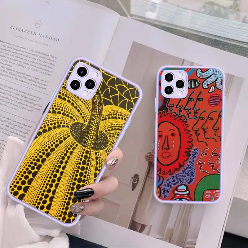

Y-YayoiS K-KusamaS Art Phone Case for iPhone 14 11 12 13 Mini Pro Max 8 7 Plus X XR XS MAX Translucent Matte Cover