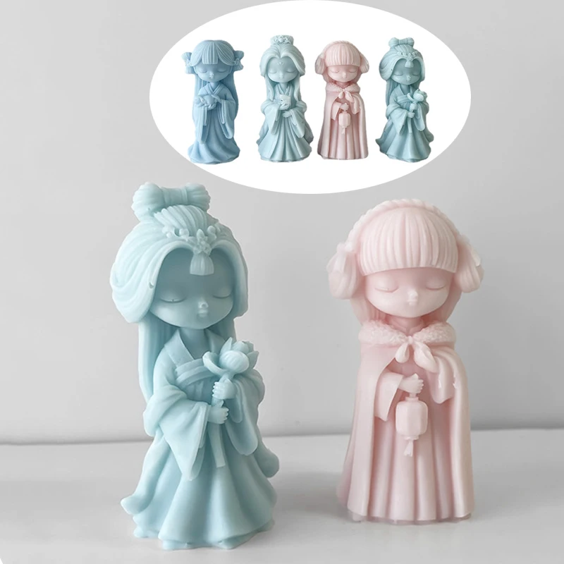 

Multiple Styles of Little Girl Statue Silicone Mold Diy Handmade Doll Plaster Resin Soap Candle Mold Kit Home Decor