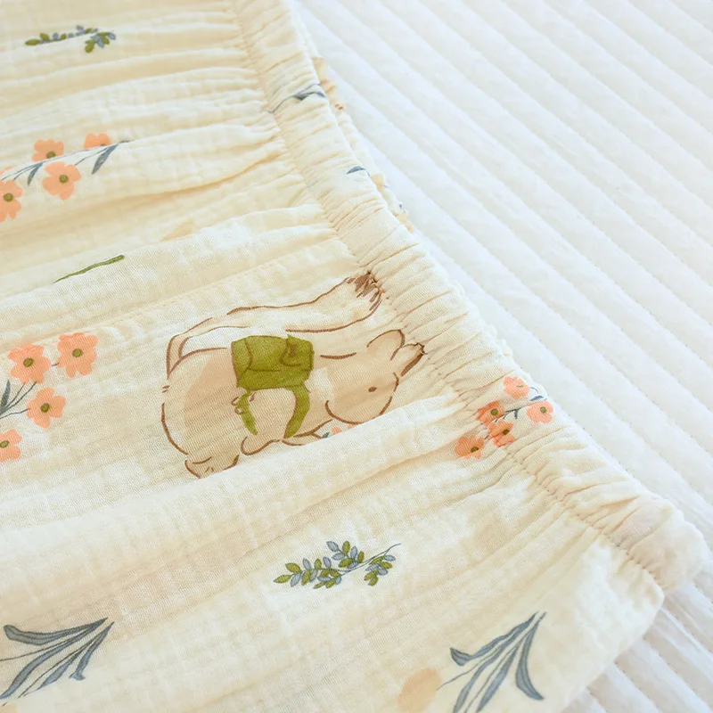 Loose Pjamas for Women Pajamas New Long Sleeve Thin Gauze Pyjama Sets of Women 2 Pieces Elegant Pure Cotton Trousers Summer Set