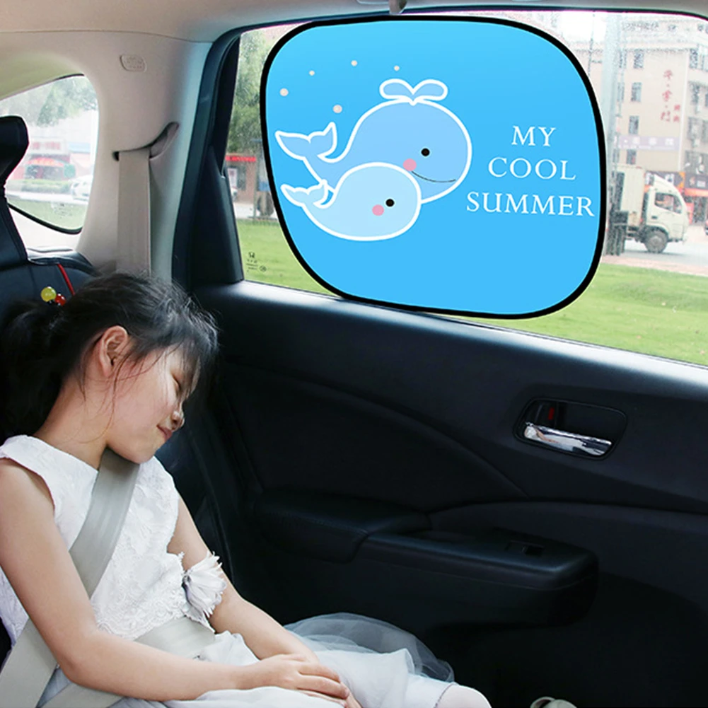 

2pcs Car Cartoon Sunshade Covers Universal Windscreen Folding Visor Reflector Windshield UV Block Window Sun Shade Protector