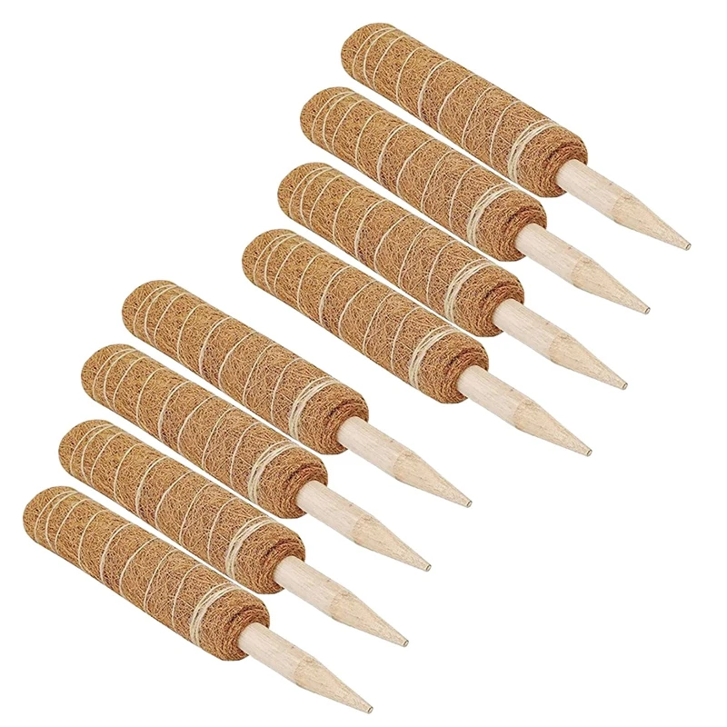 

8PC Coir Moss Totem Pole Coir Moss Stick for Creepers Plant Support Extension Climbing Indoor Garden Plants