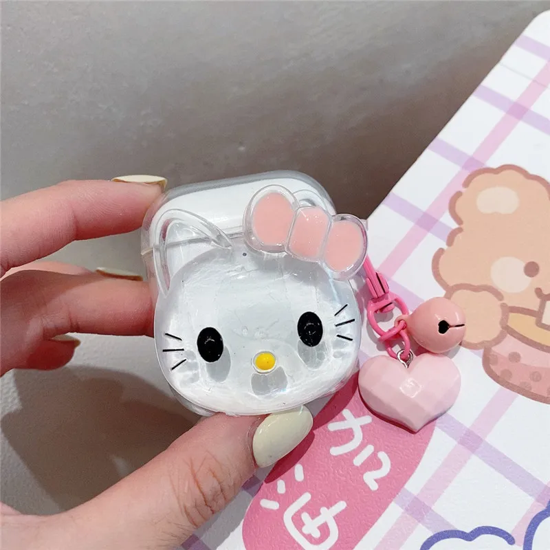 Kawaii Airpods чехол Hello Kitty 1 2 3 Pro прозрачный мягкий для девочек Sweet |