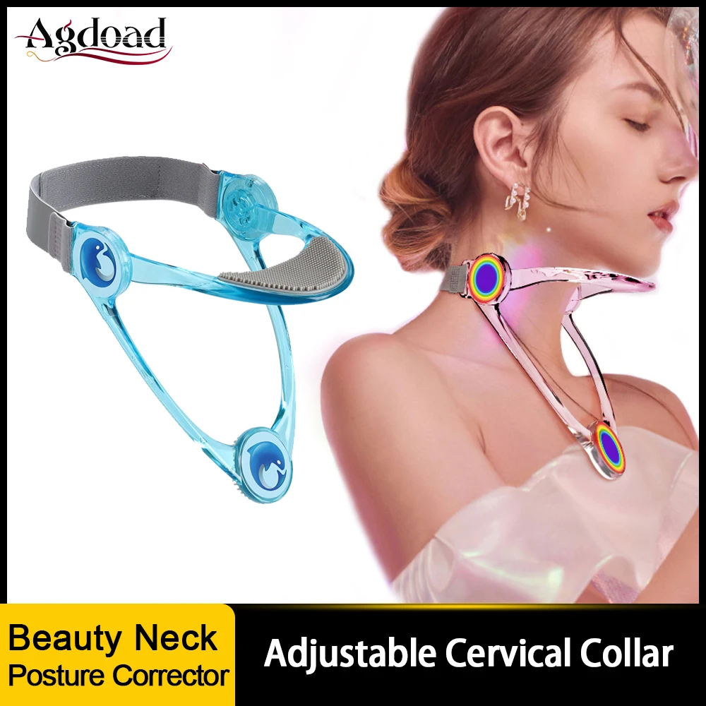 

Регулируемый бандаж для шеи AGDOAD, Корректор осанки для детей и взрослых, исправный шейный позвоночник, складной шейный Растяжитель