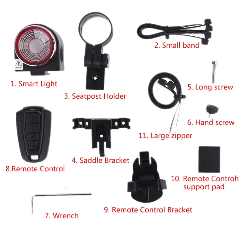 Bicycle Rear Lamp Braking Light Anti-theft Alarm Remote Call Wireless Control LED Lantern Siren Saddle Seatpost Double Mount