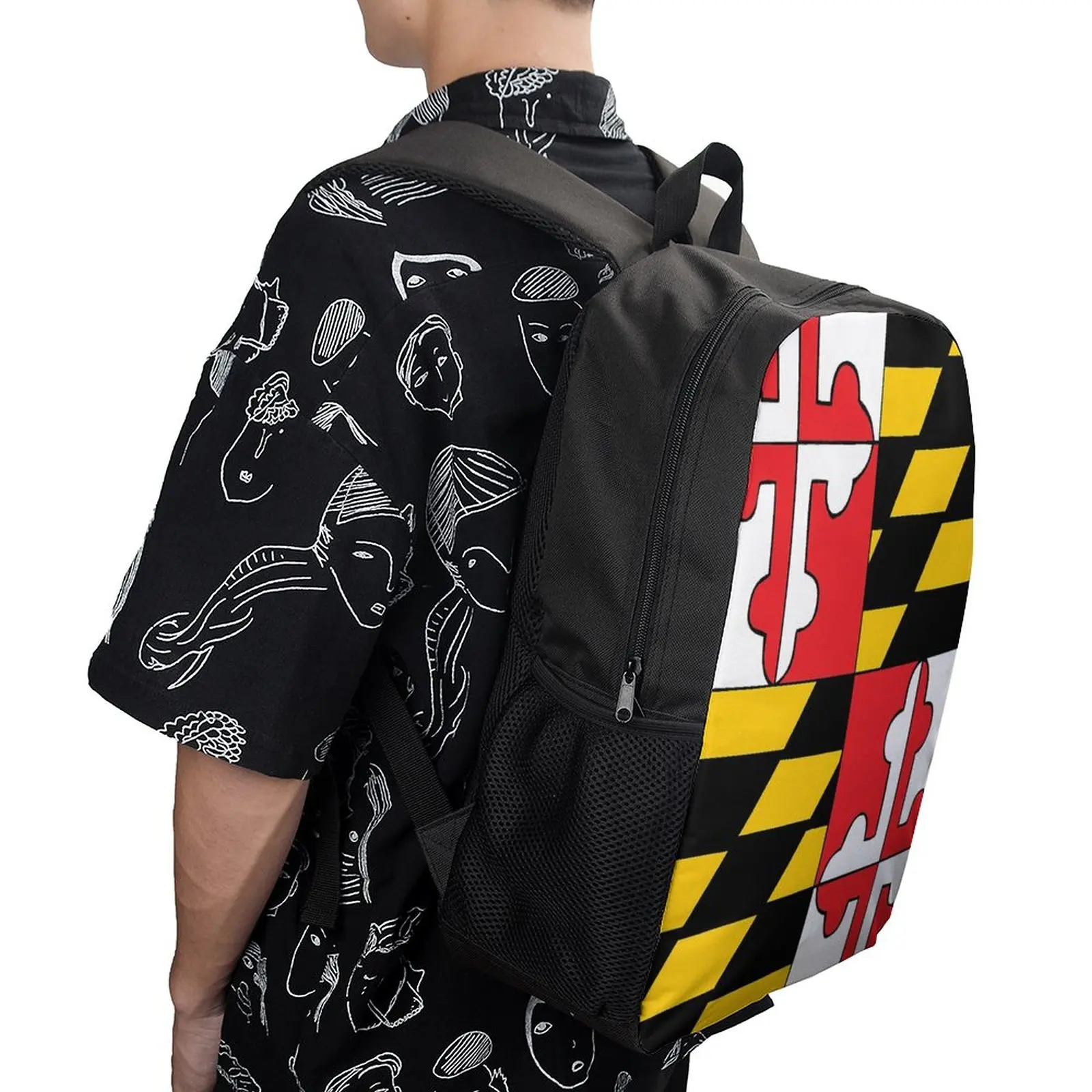 

17 Inch Shoulder Backpack Maryland Flag Firm Funny Graphic Cozy Summer Camps Knapsack