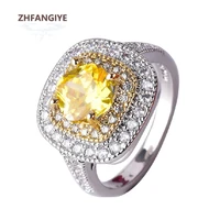 trendy rings for women accessories 925 silver jewelry wedding engagement promise party gift citrine zircon gemstone finger ring