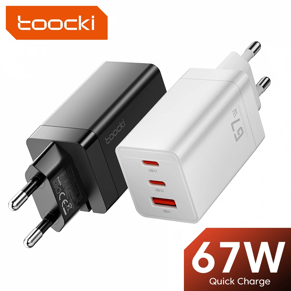 Зарядное устройство Toocki сетевое с двумя USB-портами и поддержкой быстрой зарядки, 67 Вт