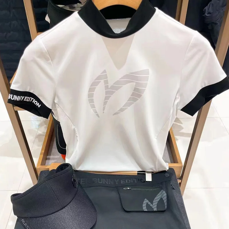 

Summer Golf Women's Half-sleeved Sports Sweat-discharge T-Shirt Slim Fit Polo Shirt Gan-top Golf Wear