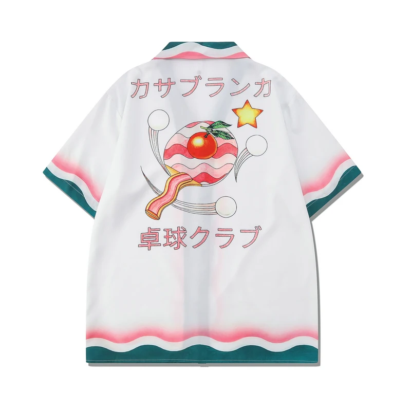 Colorful Wave Fruit Table Tennis Racket CASABLANCA Short Set Summer Men Women Hawaii Beach Tennis Club Suit