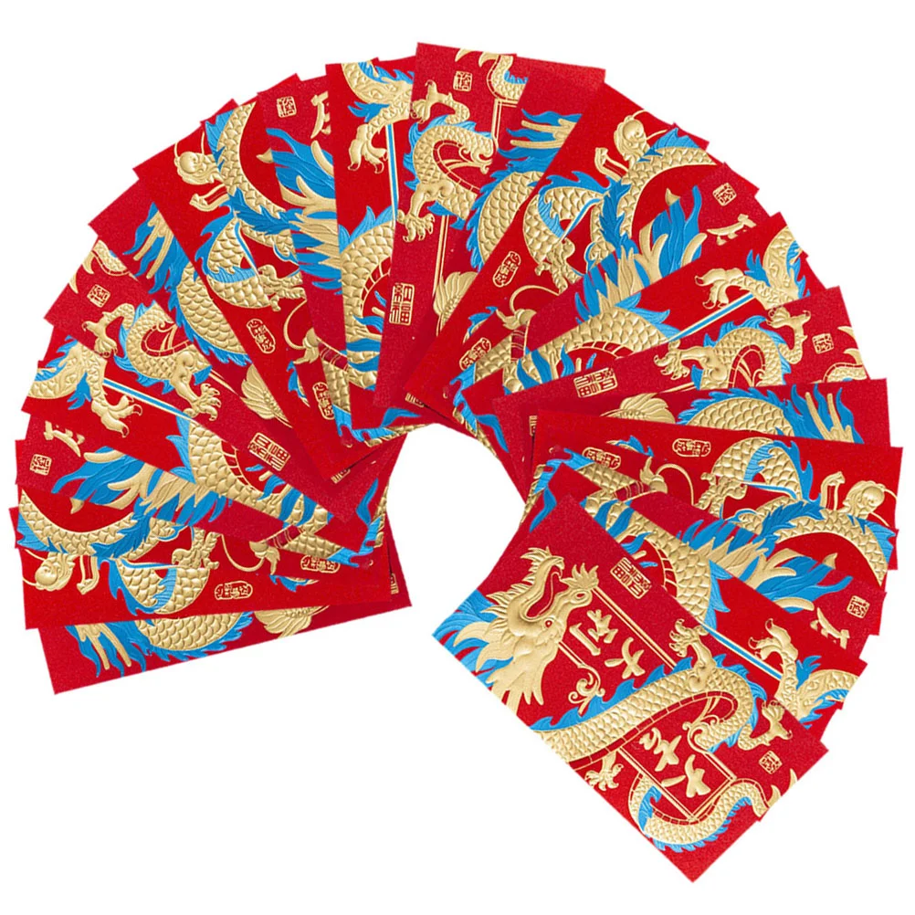 

24 шт. пакет церемонии 2024 сумка для денег Кошельки новогодний красный удачи Лай Ши Фэн мультяшный Карманный конверт