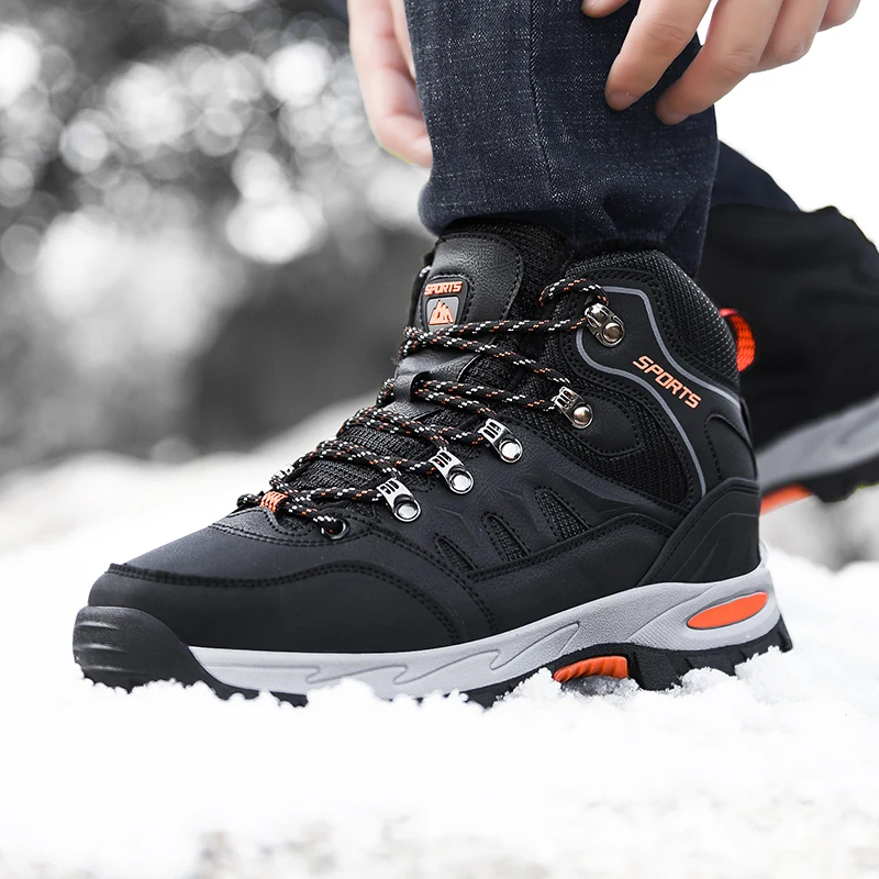 Keep Warm Winter Hiking Shoes With Fur Waterproof Outdoor Hiking Boots Man Sneakers Trekking Shoes Unisex Plus Size 36-47