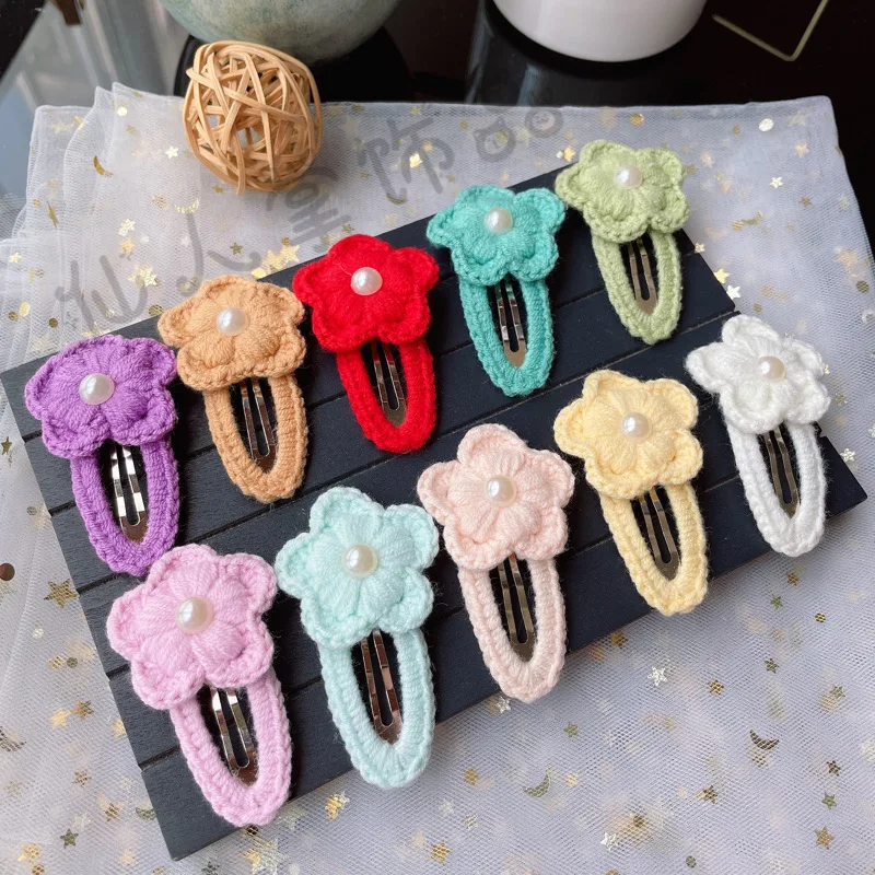 

New Handmade Wool Crocheted Hair Clips Children's Sweet Hair Accessories Broken Bangs Clip Bb Clip Headdress