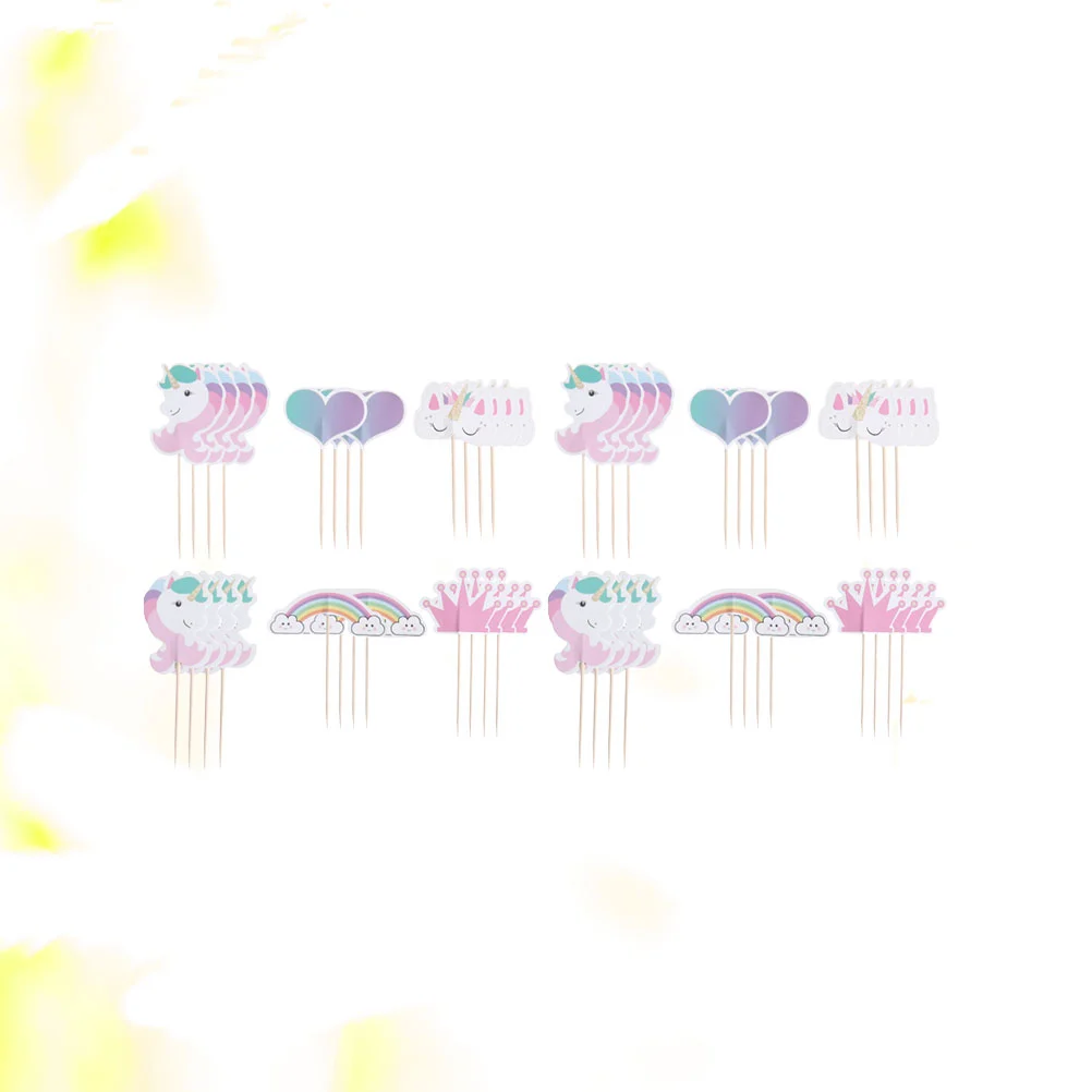 

48 шт., Детские топперы в виде единорога