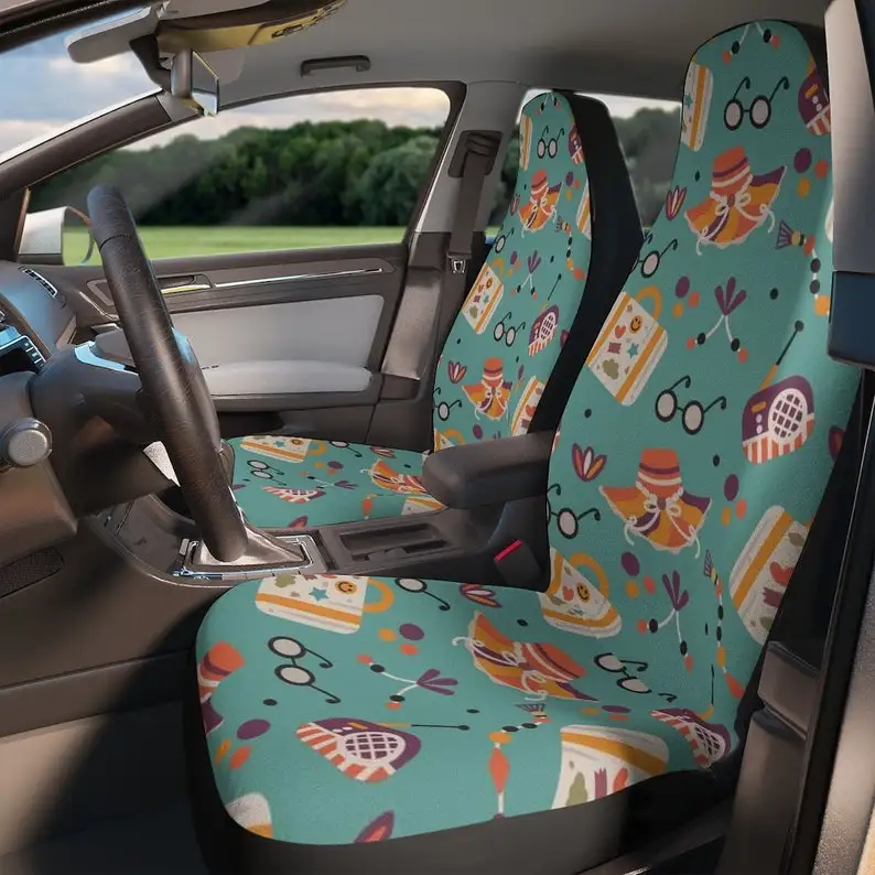 

Seat Cover for Car Full Set Cute, Boho Daisy Car Seat Cover Set for Women, Flower Seat Cover for Vehicle, Black Aesthetic Car Ac