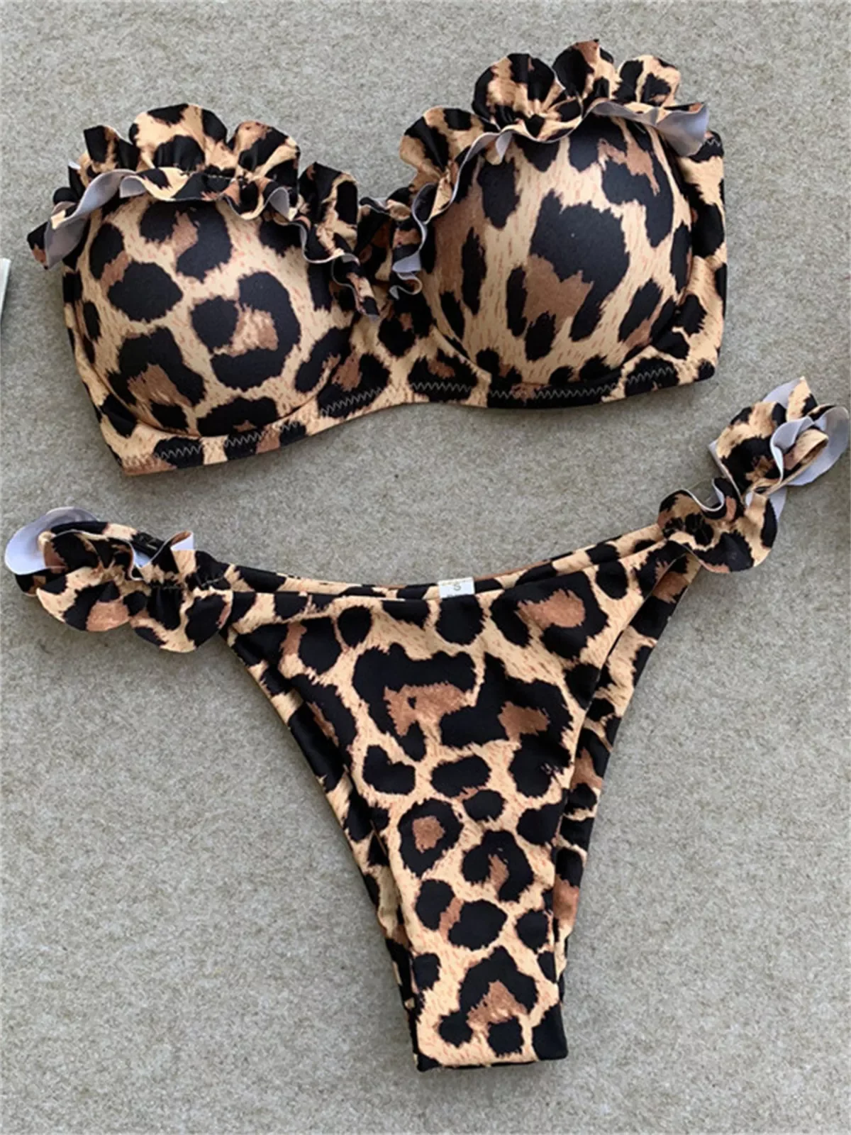 

Animal Print Leopard Bikini Push Up Swimsuit Sexy Women Bikini Set 2022 Brazilian Bathing Suit Bandeau Thong Swimwear Beach Wear