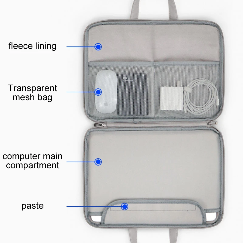 13-15.6inch PU Business Laptop Shockproof Handbag Trip Necessary Tablet Document Organize Pouch Mouse Charger Storage Accessorie