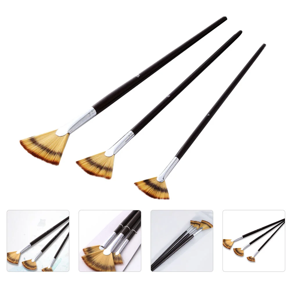 

3 Pcs Nylon Hair Paintbrushes Kits Kids Water Color Brush Pens Brush Pen Set 3 Fan-shaped Brushes Graffiti Painting Pens