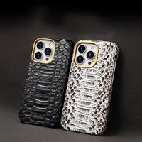 genuine python skin armor case for iphone 13 pro max 12 11 metal gold camera ring real snakeskin leather shockproof back cover