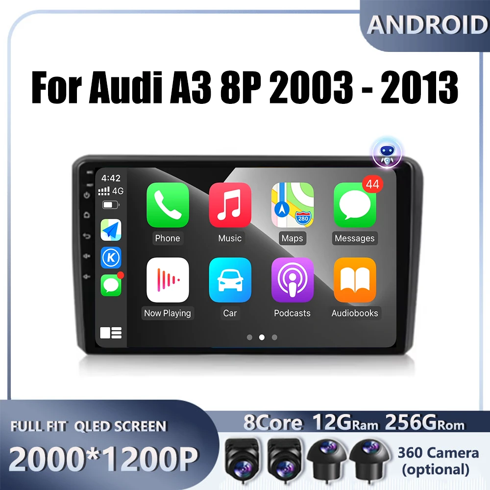 9 &quot4G ОС Android для Audi A3 8P 2003 2004 2005-2013 Автомобильный радиоприемник Стерео